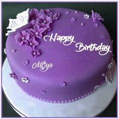 Purple Happy Birthday Cake, Happy Birthday Cake Writing, Latest Birthday Cake, Purple Birthday Cake, Happy Birthday Cake With Name, Big Birthday Cake, Happy Birthday Chocolate Cake, Birthday Cake Write Name, Online Birthday Cake