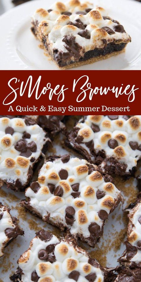 Make Graham Cracker Crust, Brownies Smores, Boneless Fish, Smores Brownies Recipe, Easy Smores, Cracker Pie, Smores Brownies, Sommer Mad, Cake Brownie