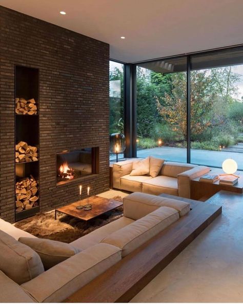 15.3k Likes, 344 Comments - Ashley Stark Kenner (@ashleytstark) on Instagram: “Hope everyone has a cozy Saturday at home. Love the built in seating. Retro but modern. By Marmol…” Sunken Living Room, Built In Seating, Home Design Decor, A Living Room, Lounge Room, Modern Interior Design, Living Room Sofa, Home Interior, Modern Interior