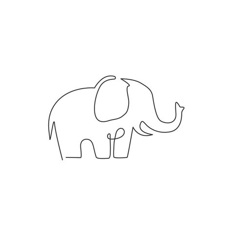 Single continuous line drawing of big cute elephant business logo identity. African safari icon concept. Modern one line draw vector design graphic illustration Safari Line Art, Elephant Line Drawing, Safari Logo, Safari Icon, Draw Vector, Logo Identity, Continuous Line Drawing, Doodle Art Designs, Continuous Line