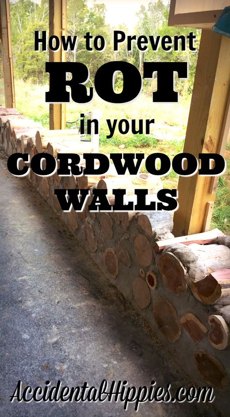 Common cordwood myths say that you can't mix wood and concrete because it will rot. But will it? Follow these 9 tips to avoid rot in your cordwood build Building Tips And Tricks, Cordwood Homes, Cord Wood, Earthship Home, Wood And Concrete, Wood Building, Building Tips, Cob House, Earth Homes