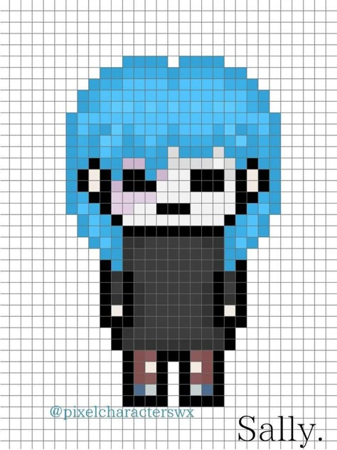 Sally Face Pixel Art Grid, Sally Face Sprite, Sally Face Perler Beads, Sally Face Pixel Art, Pixel Art Tiny, Pixel Art Face, Kare Kare, Piskel Art, Sally Face Game