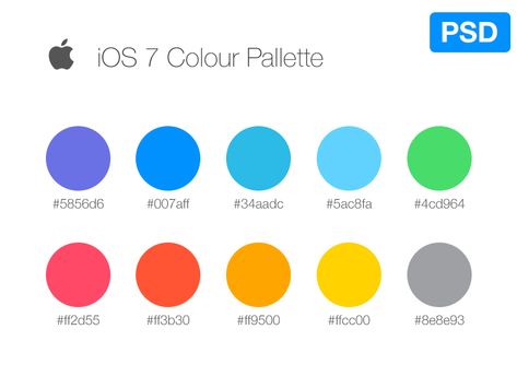 iOS7 Color Pallete by Jordi Manuel Flat Color Palette, Ui Color, Gradient Color Design, Ios App Design, Logo Design Inspiration Creative, Hex Color Palette, Color Pallete, Graphic Design Blog, Ios Design