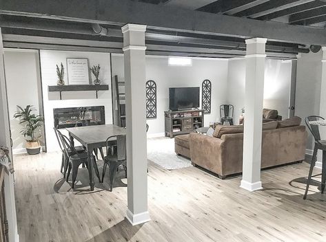 Brighten Up A Basement, Industrial Basement, Basement Refinishing, Low Ceiling Basement, Small Basement Remodel, Basement Fireplace, Basement Studio, Dream Basement, Rustic Basement