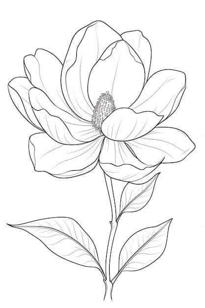 Magnolia Tattoo Outline, Magnolia Paint, Flower Line Drawings, Flower Art Drawing, Flower Sketches, Floral Drawing, Butterfly Drawing, Textured Canvas Art, Watercolor Flowers Paintings