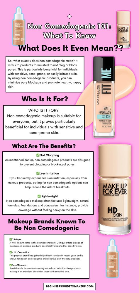 Understanding your makeup terms is a crucial step for beginners, especially when starting out. Knowing the difference can elevate your makeup routine and help you determine what works best for your skin. Today, we will delve into a widely used term in beauty products: non comedogenic. Get ready to learn all about non comedogenic makeup. Noncomedogenic Makeup, Non Comedogenic Makeup, Quick Makeup Routine, Makeup Basics, New York Fits, Makeup Bag Essentials, Quick Makeup, Face Makeup Tips, Apply Makeup