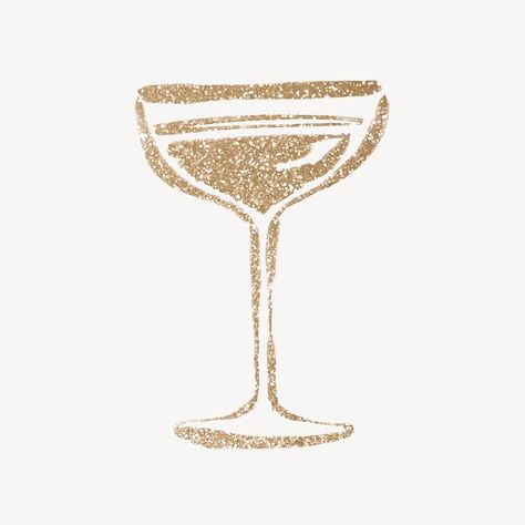 Glitter Collage, Champagne Margarita, Beverage Illustration, Glass Champagne, Champagne Gold, Illustration Vector, Gold Glitter, Premium Vector, Champagne