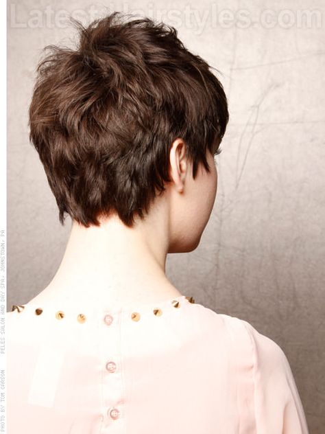 Indie Princess Simple Style with Texture Back View Coiffures Pixie, Short Hair Cuts For Round Faces, Short Hair Back, Thick Wavy Hair, Haircuts For Wavy Hair, Pixie Hair, Haircut Hairstyle, Short Pixie Haircuts, Pixie Haircuts