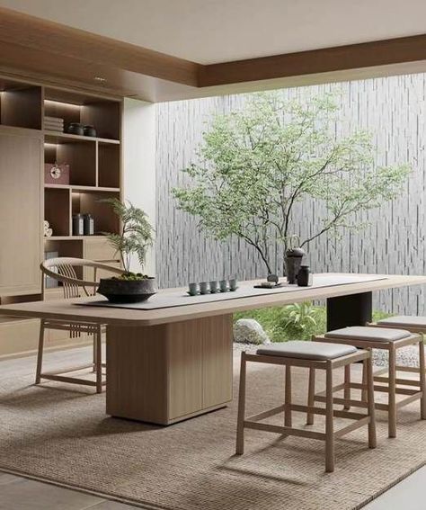 Japanese Zen Interior, Modern Chinese Interior, Zen Interiors, Japanese Style House, Chinese Interior, Japandi Design, Japandi Interior, Japanese Interior Design, Interior Minimalista