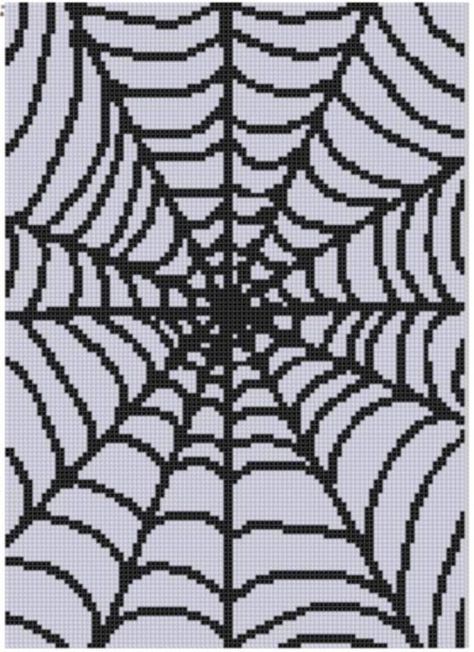 1 Spider Web Alpha Pattern, Spider Web Cross Stitch, Spider Web Pixel Art, Embroidery Spider, Grid Crochet, Pixel Grid, Stitch Halloween, Graph Patterns, Halloween Cross Stitch Patterns