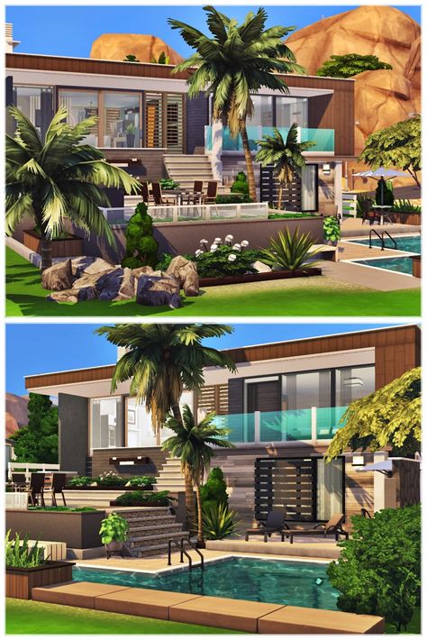 This house fully furnished and decorated, without custom content. This house has 3 bedroom and 2 bathroom. Lot size 20x30 Sims 4 House No Cc, Sims 4 House, The Sims 4 Lots, Sims 4 House Design, Casas The Sims 4, Jungle Adventure, House No, Sims Community, Outdoor Retreat