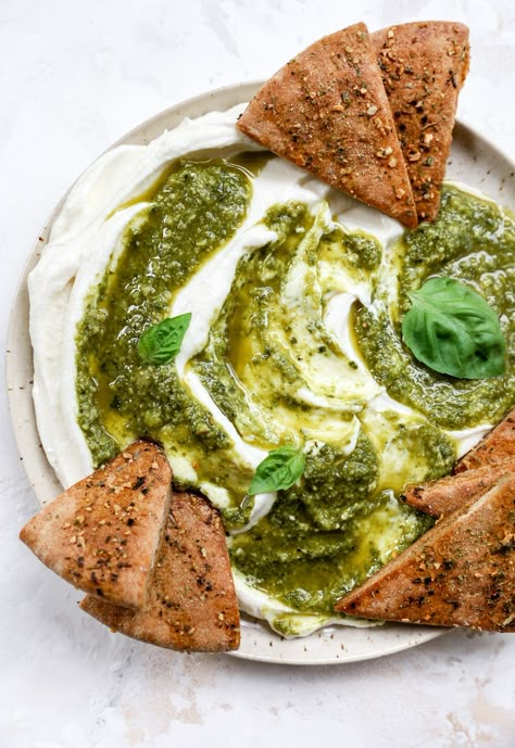 Pesto Appetizers, Sauteed Butternut Squash, Lemon Basil Pesto, Ricotta Frittata, Antipasto Recipes, Homemade Pita Chips, Vacation Recipes, Ricotta Dip, The View From Great Island