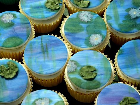 Monet Water Lilies Cake - cake by Deeliciousanddivine - CakesDecor Monet Inspired Cake, Claude Monet Themed Party, Claude Monet Wedding Theme, Claude Monet Cake, Monet Party Theme, Monet Themed Party, Monet Wedding, Lily Cake, Wildflower Wedding Theme