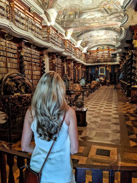 The Klementinum Library in Prague is a beautiful example of Baroque architecture. It was first opened in 1722 as part of the Jesuit University, and houses over 20,000 books. Prague Library, Library Prague, Baroque Architecture, Prague, University, Architecture, Books