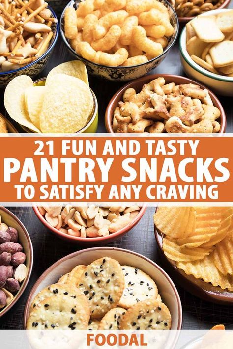 Feeling a little hungry in between meals? Make some room in your pantry for these 21 fun and tasty pantry snacks to satisfy all kinds of cravings and snack attacks. We have a range of different flavors and textures, from sweet and salty to meaty and chewy. Read more now on Foodal. #pantrystaples #snackfood #foodal Pantry Snacks, House Hacks, Tasty Snacks, Snack Craving, Raw Chocolate, Snack Attack, Salty Snacks, Foodie Recipes, Tasty Treats