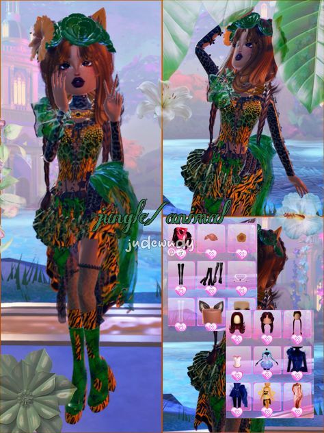 "#hanudolls #ml #mlbb #mobilelegend #mobilelegendbangbang #outfit #roblox
#robloxdresstoimpress #robloxdti #robloxfashion
#dresstoimpress #dti #outfitideas #dtioutfits #dresstoimpressoutfits #robloxmakeup #robloxdtimakeup #dtimakeup
#dresstoimpressideas" Dress To Impress Rainforest Theme, Theme Jungle, Jungle Dress, Rainforest Theme, Fancy Dress Code, Jungle Tiger, Vip Dress, Dti Hacks, Hex Color