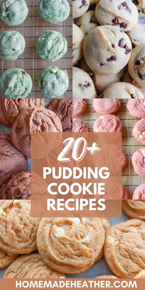 Discover over twenty pudding cookie ideas that are irresistibly soft and chewy. These cookies are perfect for any occasion! Pudding Mix Cookies Easy, Christmas Cookies With Pudding, Soft Gooey Cookies, Cookies With Instant Pudding, Christmas Pudding Cookies Recipes, Super Soft Cookie Recipes, Quick Yummy Cookies, Pudding Cookies Chocolate Chip, M M Pudding Cookies Recipe