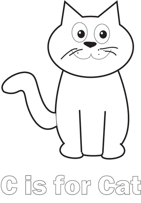 C is for Cat coloring page Cat Crafts Preschool, Preschool Pets, Lds Nursery, Cat Draw, C Is For Cat, Cat Coloring Pages, Cat Template, Animal Templates, K Crafts