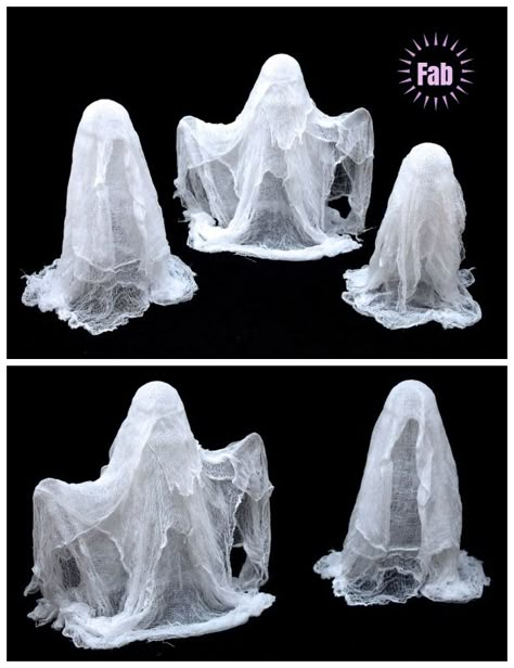 Easy Floating Cheesecloth Ghost DIY Tutorial for Halloween Decor Floating Ghosts Diy, Cheesecloth Ghosts How To Make, Diy Floating Ghost, Diy Floating Ghost Decoration, Halloween Ghost Diy, Floating Ghost, Cheese Cloth Ghost Diy, Diy Ghosts Outdoor, How To Make Ghosts With Cheesecloth