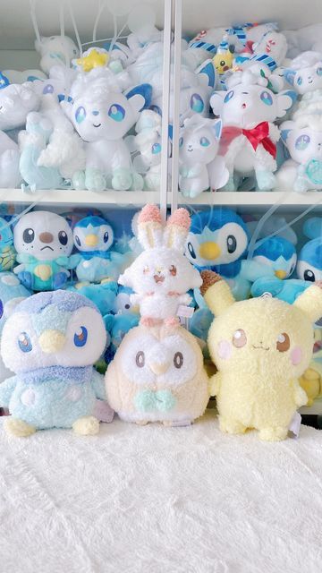 L y n | P e a c h i e ❀ on Instagram: "♡ I may have found my second favorite Pokemon plush line! These cuties are from the Pokepeace series and it features cute, fuzzy, pastel Pokemons! I’m missing Pichu, Espurr, and Milcery here, but still wanted to feature these cuties ʕ•ᴥ•ʔ . . . . #pokemon #pokemoncenter #pokemonfan #pokemonplush #sylveon #plushies #toycollector #pokemontcg #pokemonmaster #eeveelution #toycommunity #japan #pikachu #eevee #nintendo #switch #nintendoswitch #pokemon #pastel #n Cute Pokemon Plushies, Pokemon Plushies Aesthetic, Pokémon Plushies, Pokemon Merch, Pokémon Plush, Eevee Plush, Kawaii Pokemon, Pokemon Stuffed Animals, Pikachu Raichu