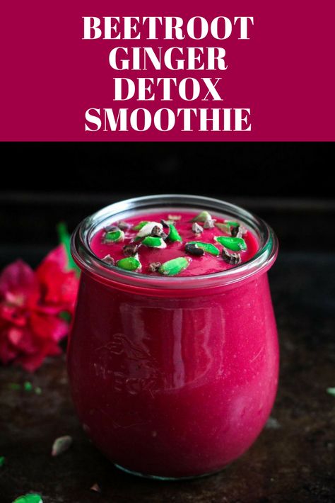 Beetroot Ginger Detox Smoothie #beetroot #ginger #detox #smoothie #cleansing #breakfast #healthy #easy Smoothie Beetroot, Ginger Smoothie Recipes, Flaxseed Smoothie, Date Smoothie, Ginger Detox, Chia Seed Smoothie, Sweet Smoothies, Perfect Smoothie, Easy Healthy Smoothies