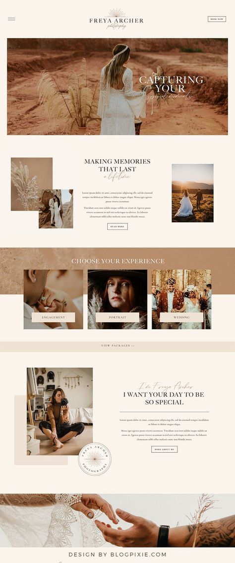 Photography website design Cozy Website Design, Photography Website Inspiration, Photographer Website Design, Boho Website, Photography Website Templates, Photography Website Design, Wix Website Templates, Creative Website Design, Modern Website Design