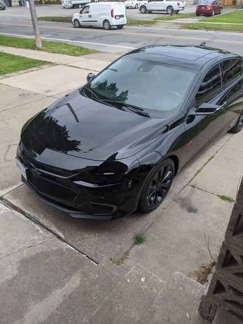 Chevy Impala 2020 Black, All Black Honda Civic, Black Malibu Car, Blacked Out Honda Civic, Black Chevy Malibu, Chevy Malibu Aesthetic, Chevy Malibu Accessories, Chevy Malibu Custom, 2020 Chevy Malibu