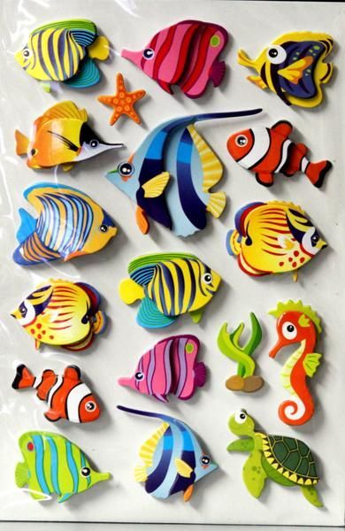 Fish Stickers, Tropical Fish Tanks, Clay Fish, Wood Fish, Fish Crafts, Wooden Fish, Ceramic Fish, Fish Drawings, Colorful Fish