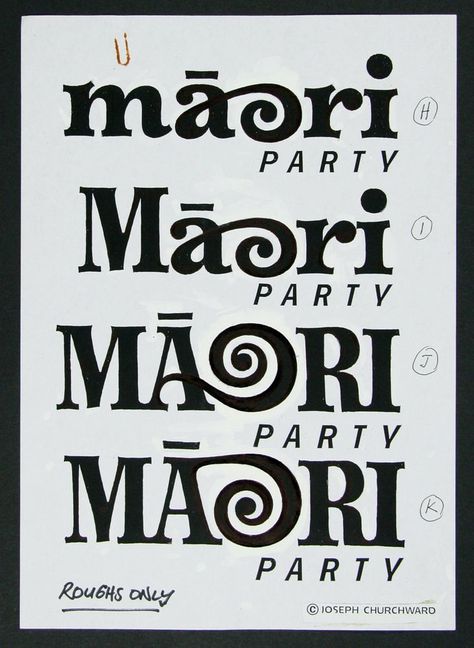 Maori Graphic Design, Maori Alphabet, Saloon Names, Party Logo Design, Cream Branding, Maori Culture, Graphic Artist Designer, Party Logo, Maori Designs