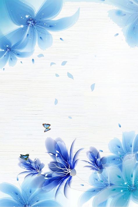 Blue Flower Background, Blue Background With Flowers, Blue Floral Background, White Flower Background, Simple Poster Design, Blue Flowers Background, Backgrounds Blue, Flower Background Images, Blue Flower Wallpaper