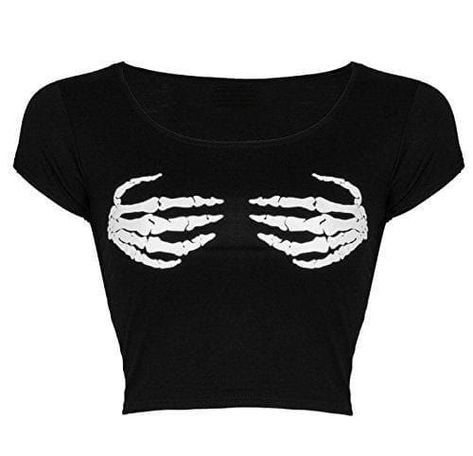 Skeleton Crop Top, Halloween Crop Top, Png Clothes, Patterned Crop Top, Black Shirts, Skeleton Hand, Cropped Shirt, Shirt Png, Swaggy Outfits