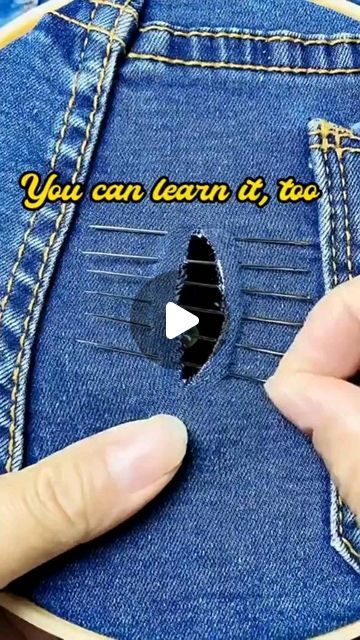 Sewing A Hole In Jeans By Hand, Sew Hole In Pants, How To Sew Up A Hole, Sew A Hole In Shirt, Sewing A Hole In Pants, Sewing A Hole In A Shirt, How To Sew A Hole, How To Stitch A Hole, Sewing Hacks For Holes