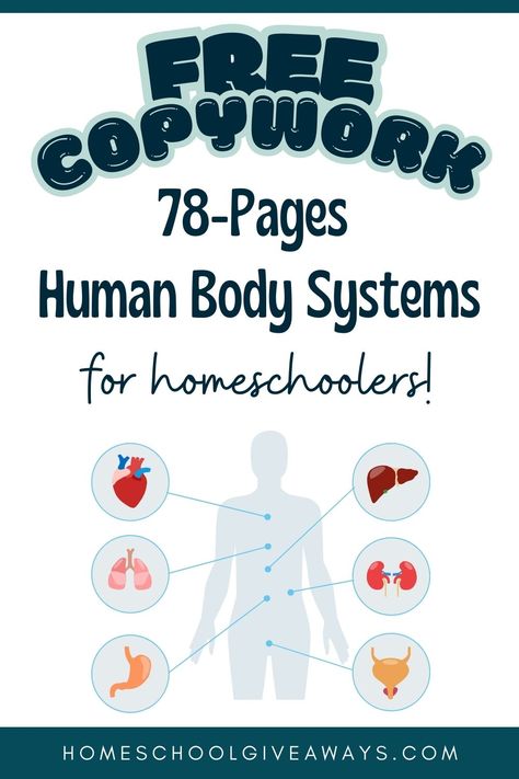 Grab these free copywork pages on anatomy for your homeschoolers. Perfect for supplementing science lessons, language arts skills, handwriting practice or anatomy lessons. Homeschool Health Curriculum Free, Human Body Unit Study Middle School, Homeschool Workbooks, Free Copywork, Medical Learning, Homeschool Science Lessons, Human Body Unit Study, Biology Teaching, Anatomy Notes