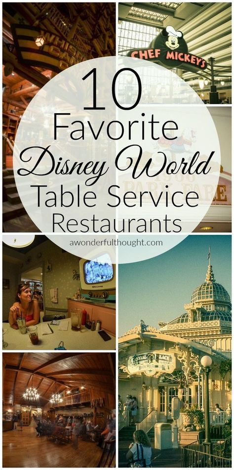 Here are our 10 favorite Disney World table service restaurants. These are great for kids and some are even character meals | awonderfulthought.com Dining At Disney World, Best Disney Restaurants, Disney Worlds, Disney Surprise, Disney Eats, Disney World Vacation Planning, Disney World Restaurants, Disney World Food, New Birthday