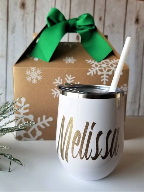 Perfect gift for mom! | Etsy Personalized Christmas Gift Personalized Steel Wine Tumbler Bridesmaid Proposal Gift Box Bachelorette | #ad Wine Glass Christmas, Wine Bachelorette Party, Ice Cream Soda, For Mom, Juice Ice, Bridesmaid Boxes, Teacher Mom, Coffee Wine, Bridesmaid Proposal Gifts