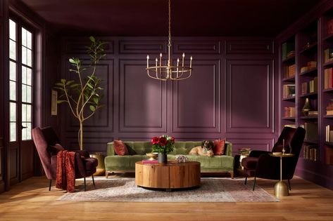 Here’s Every 2025 Color of the Year (So Far!) Dutch Boy Paint Colors, Violet Living Room, Plum Paint Colors, Plum Walls, Plum Paint, Purple Basil, Glidden Paint, Purple Living Room, Entertaining Dinner