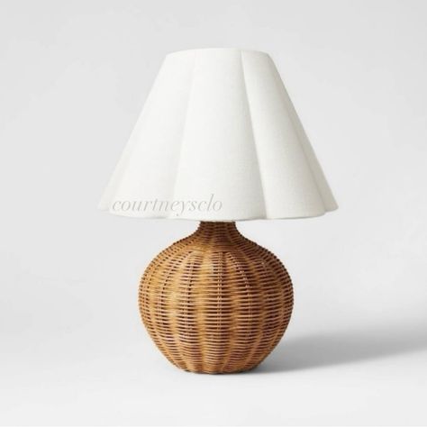 New,No Physical Tags Natural Wicker Table Lamp Woven Rattan Body Scallop Pleated Shade 5ft Cord Socket Turn Knob Rotary On/Off Switch Description Light Up Your Space In Charming Style With This Natural Wicker Table Lamp From Threshold Designed With Studio Mcgee. Scalloped Lampshade, Wicker Table Lamp, Pleated Lamp Shade, Hoop Crafts, Wicker Lamp, Pleated Lamp, Pleated Lamp Shades, Rattan Lamp, Wicker Table