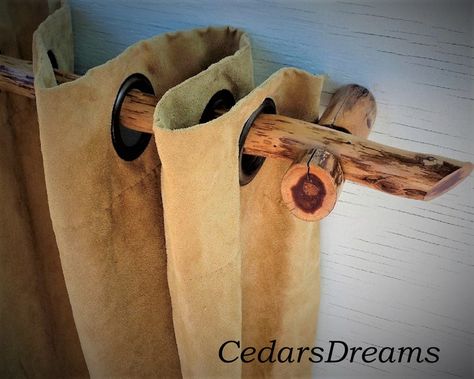 Wood Curtain Rod, Rustic Curtain Rods, Cabin Curtains, Wooden Curtain Rods, Farmhouse Style Curtains, Wood Curtain Rods, Curtain Rod Holders, Wood Curtain, Rustic Window