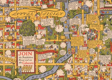 Geography Isn’t Sacred in the Playful World of Pictorial Maps Prohibition Era, University Of Maine, Pictorial Maps, Art Deco Movement, Los Angeles City, Mystery Of History, Sense Of Place, Illustrated Map, Local Business