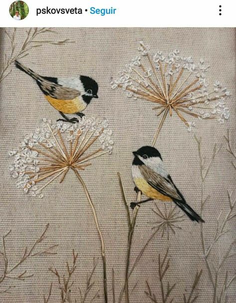 Birds Sitting, Cushion Embroidery, Birds Embroidery Designs, Basic Embroidery Stitches, Embroidery Stitches Tutorial, Hand Embroidery Projects, Hand Embroidery Flowers, Art Embroidery, Embroidery Monogram