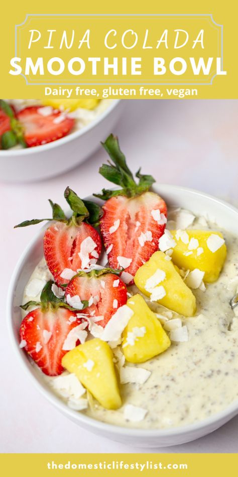 This delicious daity free pina colada smoothie bowl combines all the deliciousness of pina colada without the any of the added sugar or calories. Big on flavor! Pina Colada Smoothie Bowl, Dairy Free Pina Colada, Healthy Kid Friendly Meals, Pina Colada Smoothie, Dairy Free Smoothies, Creamy Smoothies, Best Blenders, Frozen Pineapple, Canned Coconut Milk