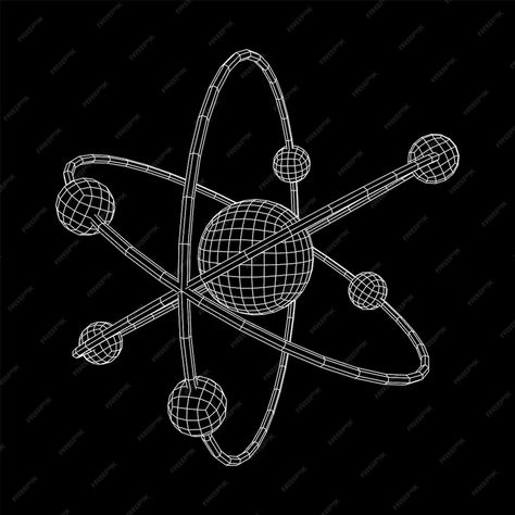 Premium Vector | Planetary model of atom with nucleus electrons spining on orbits wireframe low poly illustration Planetary Model Of Atom, Model Of Atom, Atom Illustration, Planetary Model, Atomic Model, Poly Illustration, Atomic Structure, Quantum Mechanics, Wireframe