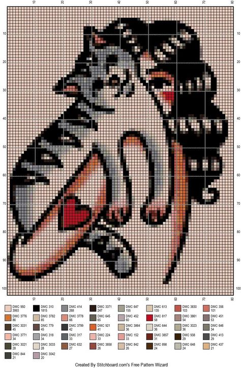 Hello! I love cross stitch and I love creating patterns even more. I want to show you my creativity. Cross Stitch Patterns Crochet, Tattoo Cross Stitch Pattern, Alpha Tapestry Pattern, Grid Crochet Patterns, Pixel Grid, Love Cross Stitch, Creating Patterns, Graph Crochet, Pixel Crochet