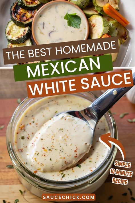 Mexican White Sauce Recipe Southwest Sauce Recipe Easy, Noodles With White Sauce, Mexican Mayo Sauce, Cheesy White Sauce, White Mexican Sauce Recipe, Mexican Bowl Sauce, Mexican Dipping Sauce Recipes, Homemade Nacho Sauce, Virginia White Sauce