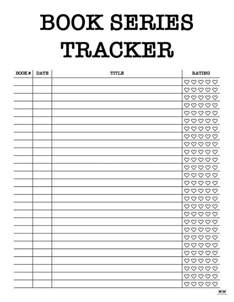 Reading Journal Book Series Tracker, Series Tracker Reading Journal, Book Tracker Printable Free, Books To Read Tracker, Book Series Tracker, Book Tracker Template, Book Charts, Book Trackers, Series Tracker