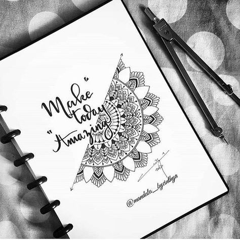 By @mandala_bycinthya #mandala_bycinthya Mandala With Quote, Mandala Drawing With Quotes, Mandala Art Simple With Quotes, Mandala Art Quotes For Instagram, Mandala Art With Song Lyrics, Mandala Artwork With Quotes, Mandala Inspiration, Mandala Book, Easy Mandala