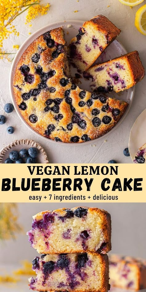 Lemon Recipes Vegan, Lemon Cake Blueberry, Vegan Lemon Blueberry Cake, Deserturi Raw Vegan, Cake Blueberry, Vegan Lemon Cake, Lemon Blueberry Cake, Recipes Chili, Vegan Baking Recipes