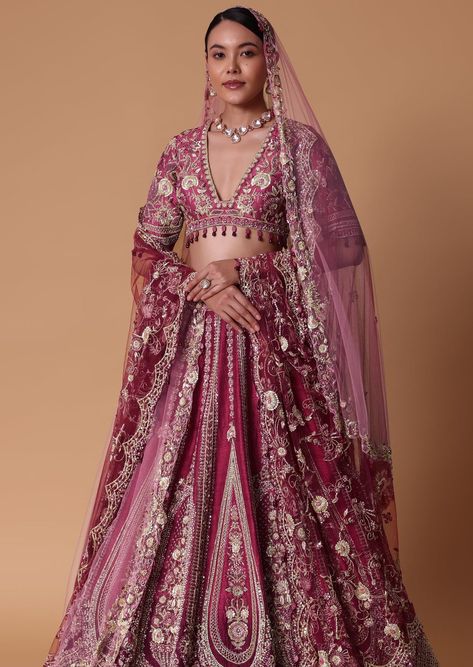 Red Raw Silk Cutdana Lehenga Set with Trail Dupatta Sangeet Bridal Outfit, Trending Lehenga, Day Wedding Outfit, Lengha Blouse Designs, Lotus Motifs, Pink Bridal Lehenga, Lotus Motif, Latest Bridal Lehenga Designs, Bridal Entry