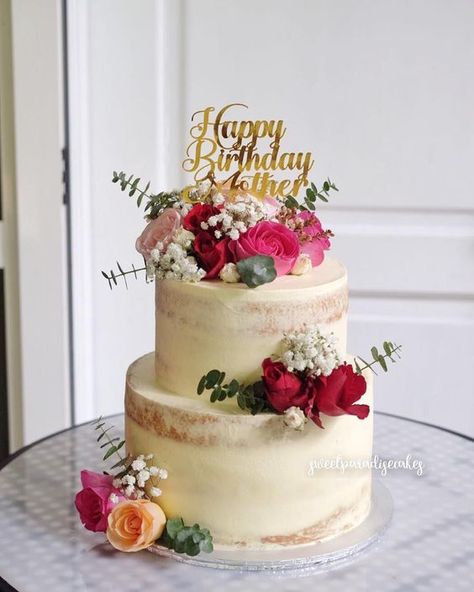 80th Birthday Cake For Grandma, Berry Cakes, 40th Birthday Cake For Women, Birthday Cake For Women Elegant, Birthday Cake For Women Simple, Honey Berry, 50th Anniversary Cakes, Tiered Cakes Birthday, Birthday Cake For Mom