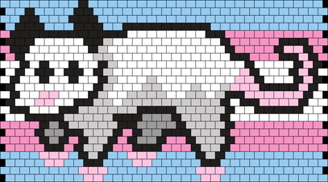 Trans Possum Cuff Kandi Pattern Kandi Possum Tutorial, Kandi Pixel Art, Kandi Possum, Minecraft Kandi, Trans Kandi, Kandi Cuff Patterns With Numbers, Kandi Patterns Templates, Fnaf Kandi, Kandi Patterns Cuff